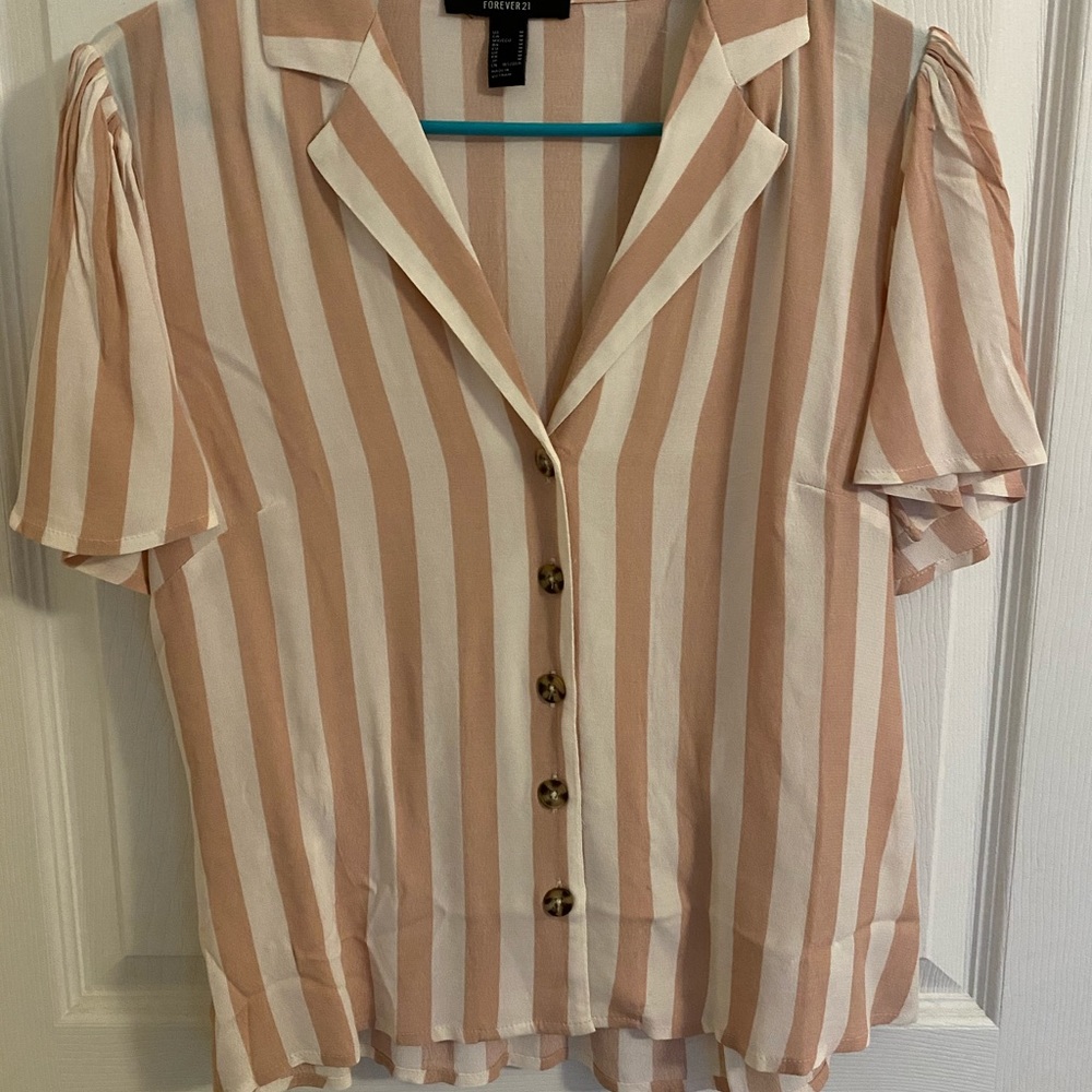 Vertical striped button down